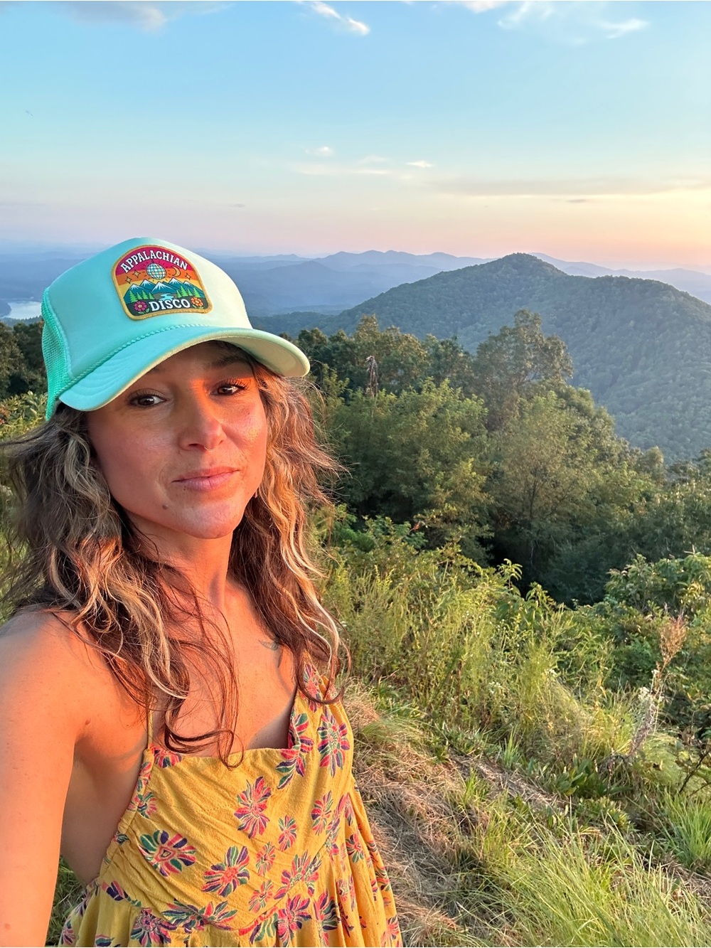 Appalachian Disco Embroidered Seafoam Green Trucker *NEW*
